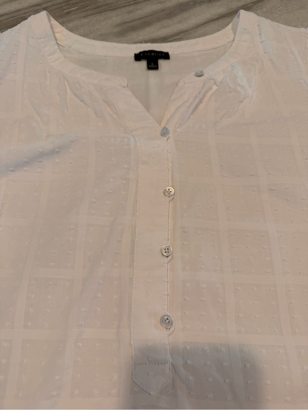 Talbots White Textured Button Front Tunic - Picture 8 of 10